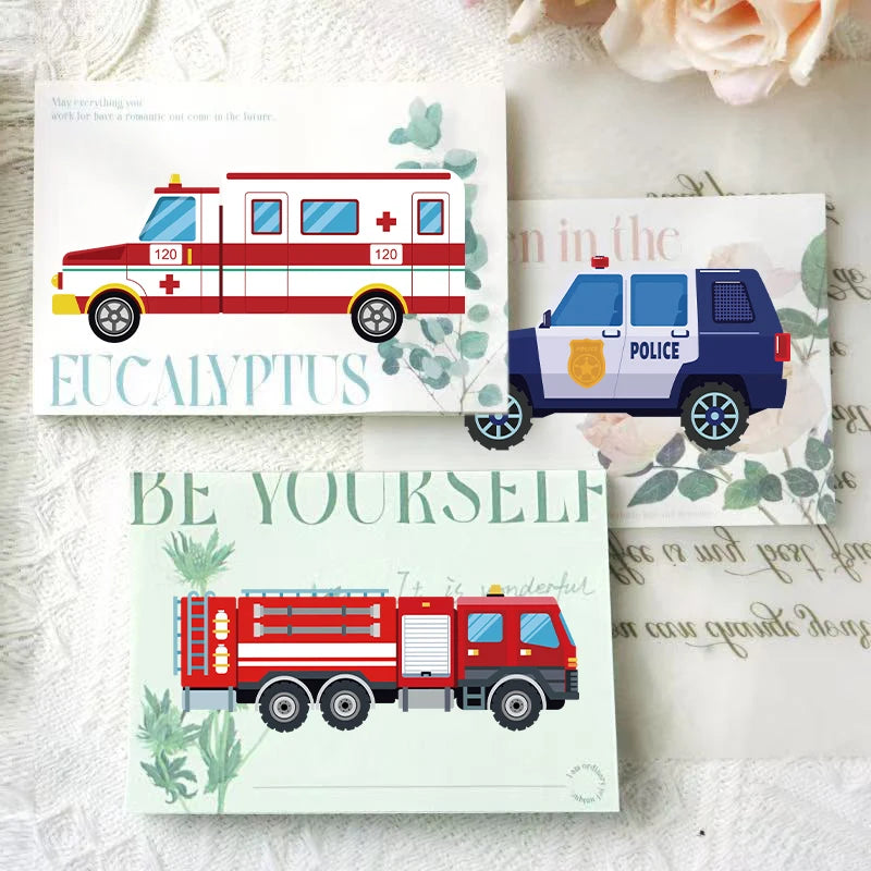 8/16/24Pcs Fire Truck Ambulance Puzzle Stickers Gifts Decoration DIY