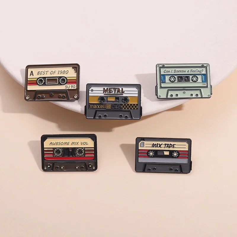 Tape Radio Metal Badge Clothing Music Matching Fashion Clothes Lapel