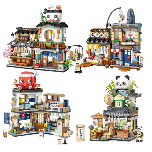Street View Series Building blocks Izakaya Shaved Ice Shop Takoyaki