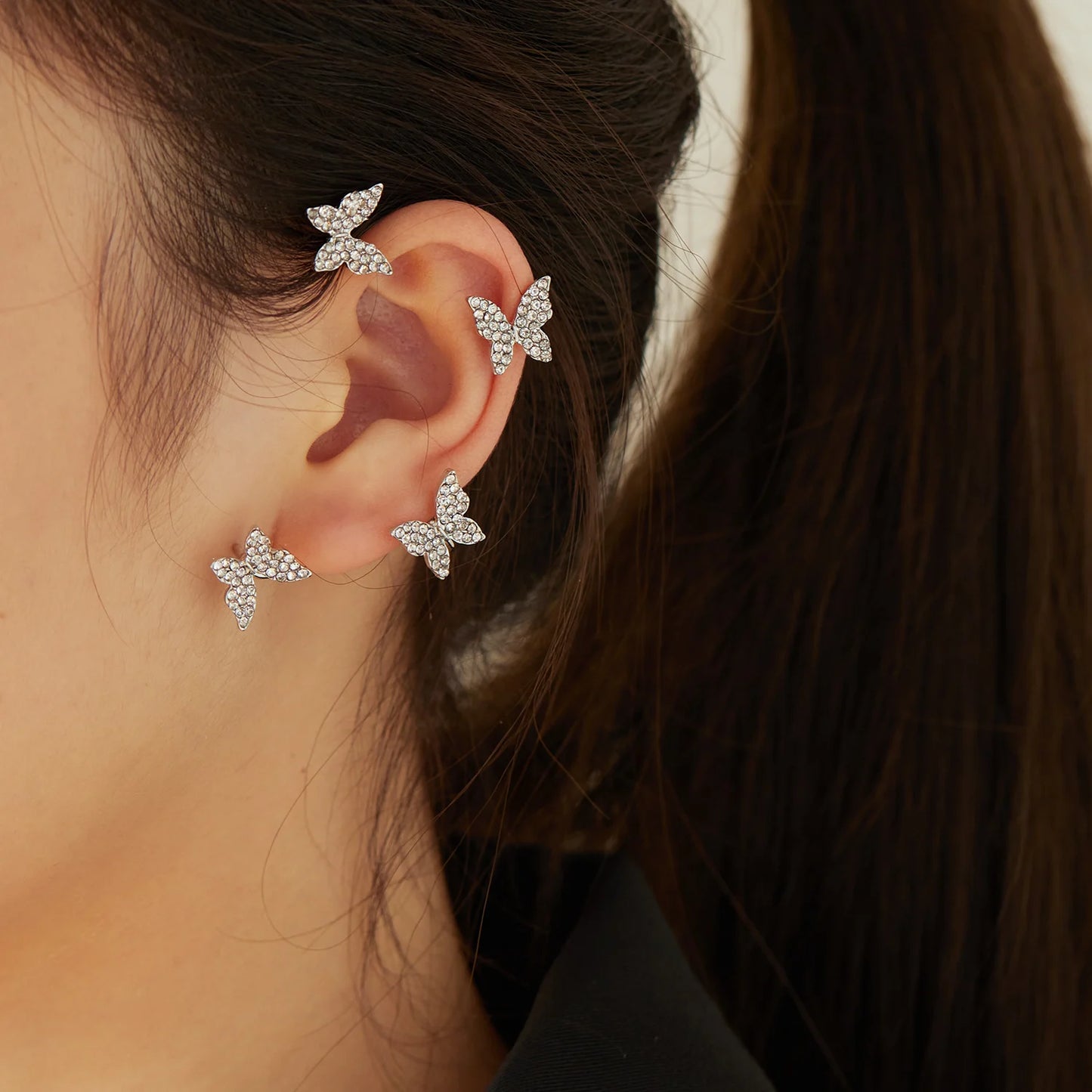 Korean Style Butterfly Ear Clips Without Piercing For Women Sparkling