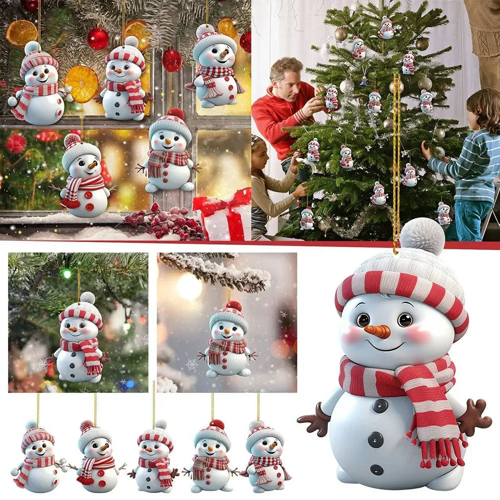 Runtow 5pcs Christmas Cute Snowman Decoration Pendants for Winter
