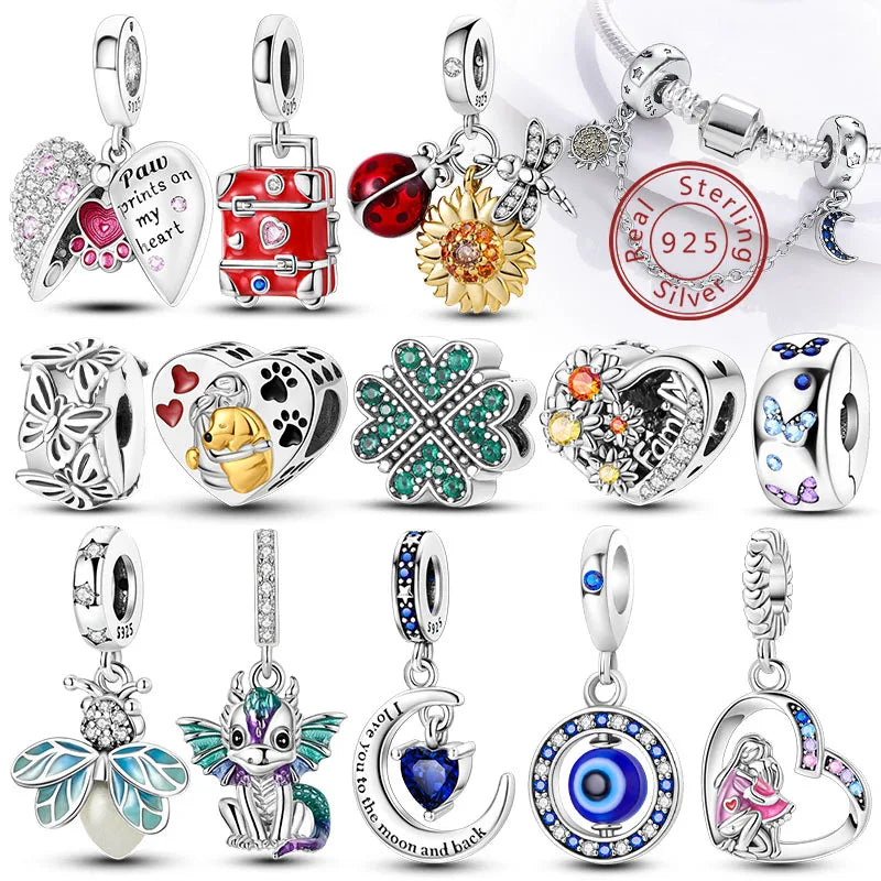 Hot Sale Charm Bead Pendant 925 Sterling Silver Firefly Love Heart