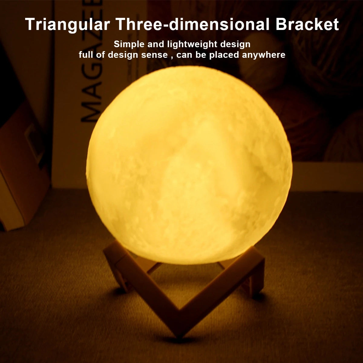 Moon Lamp LED Night Light Battery Powered With Stand Starry Lamp For