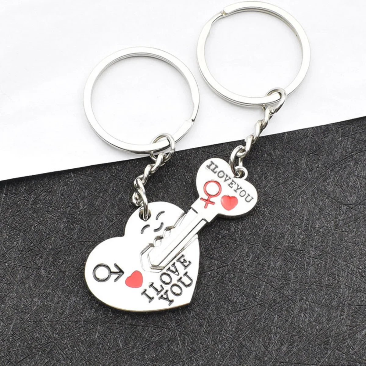 Silver Plated Lovers Gift Wedding Favors Couple My Heart Keychain