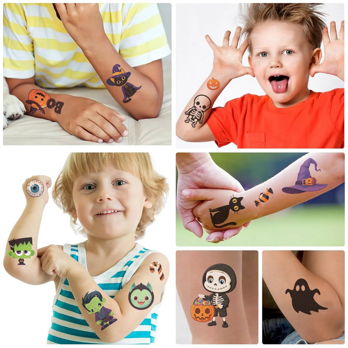10 Sheets Halloween Pumpkins Tattoo Sticker Temporary Fake Tattoo Arm