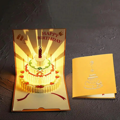 3D Pop Up Gift Card with Led Music Gift Cards Musical Birthday