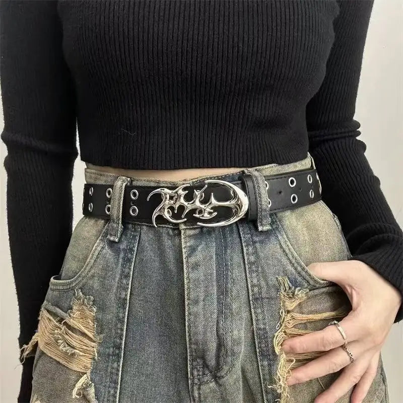 New Stylish Y2K Hollow PU Leather Fashion Punk Belt For Men