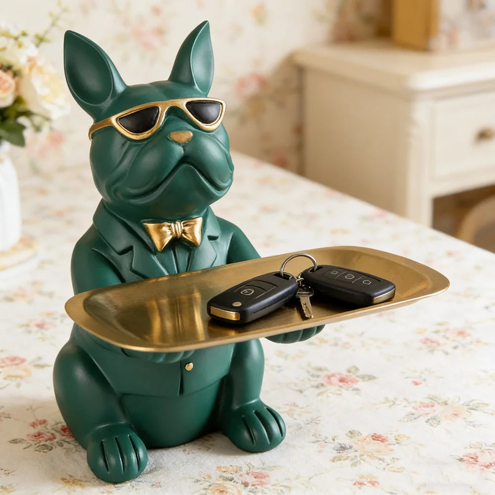 Multi Functional Bulldog Tray Animal Statue Creative Ornament Living