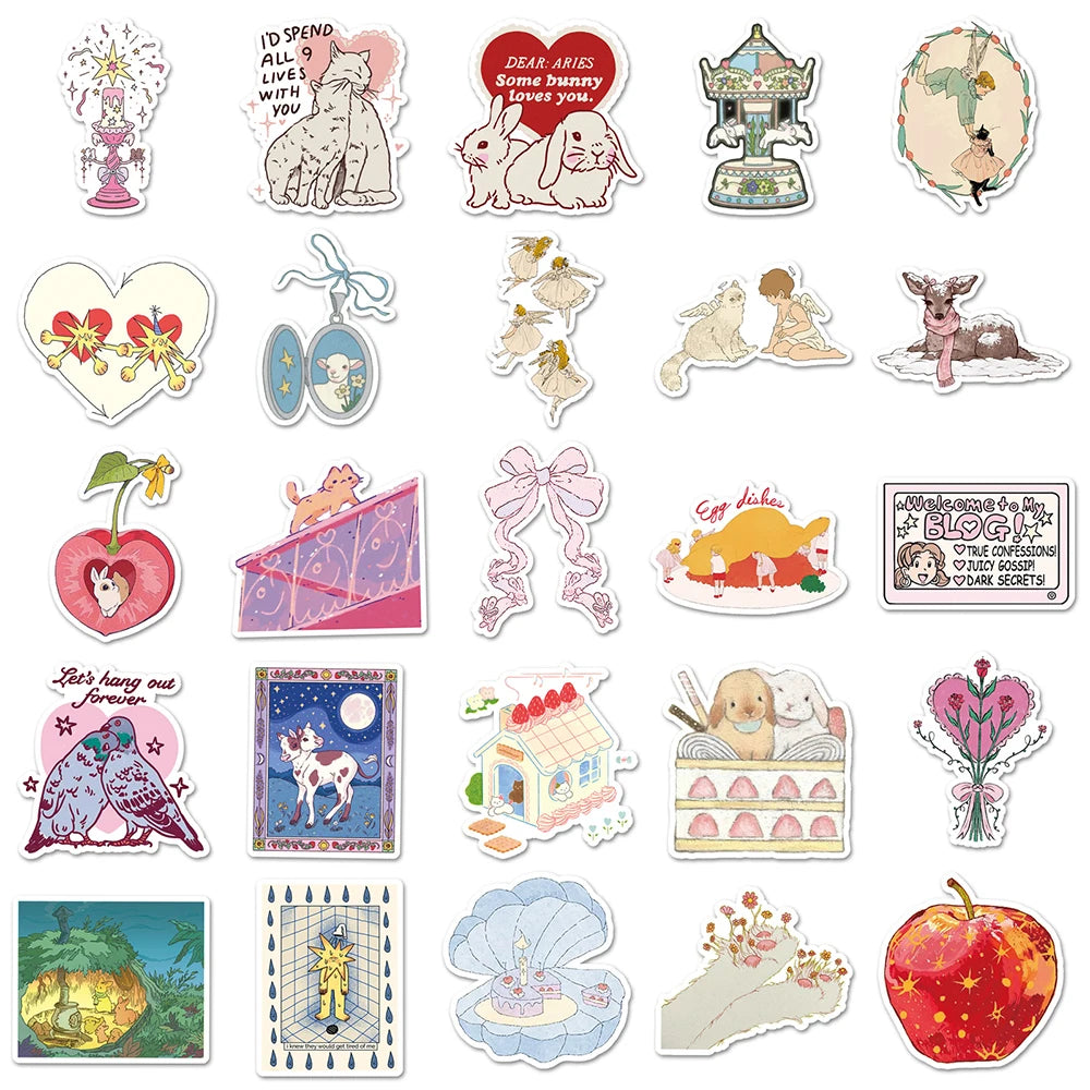 10/30/50pcs Fairy Tale Series Cartoon Aesthetic Stickers Kawaii Girl