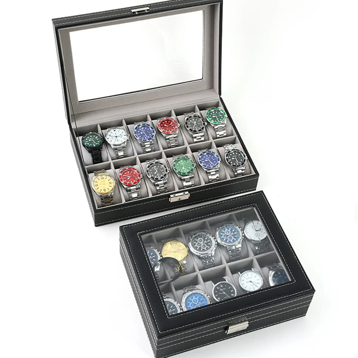 PU Leather watch box 2/3/4/5/6/8/10/12 Slots Watch Display Case For