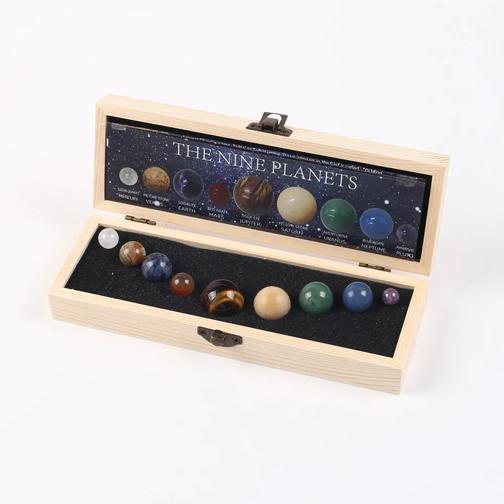 Solar System Natural Crystal Gemstones Set 9 Planets Sphere Ball Stone