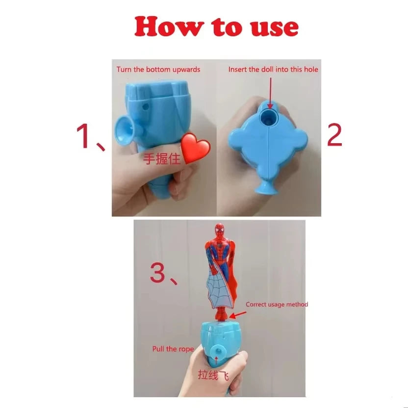 Anime Spiderman Bamboo Dragonfly Flying Toy Iron Man Captain Rotating