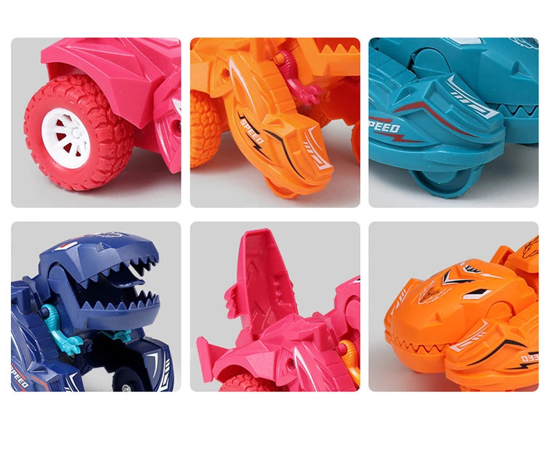 2 IN 1 Dinosaur Deformation Car Model Toy For Boys One Step Action