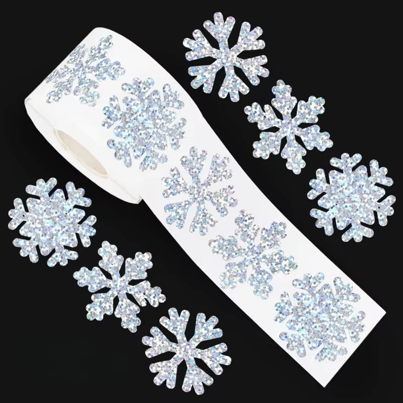 500pcsLaser Christmas Snowflake Stickers，Christmas Holiday Gift