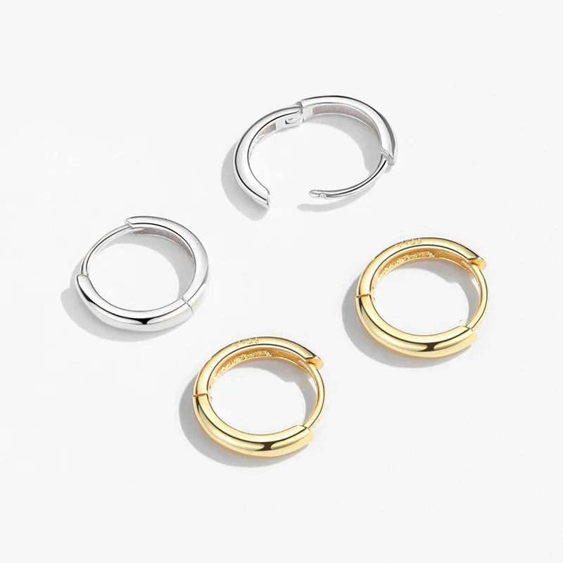 925 Sterling Silver Geometry Hoop Earrings for Women Fashion Silver