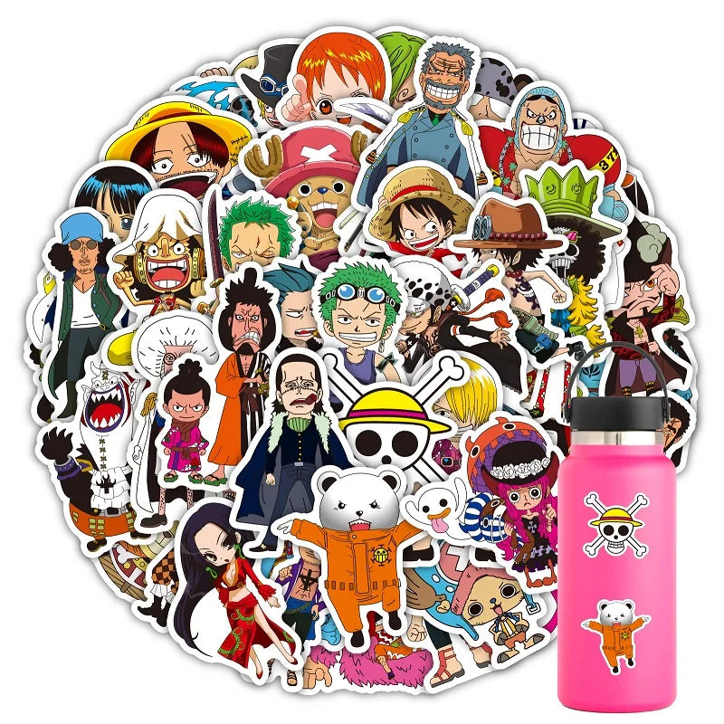 50/100Pcs Japan Anime One Piece Figure Luffy Toy Sticker Notebook