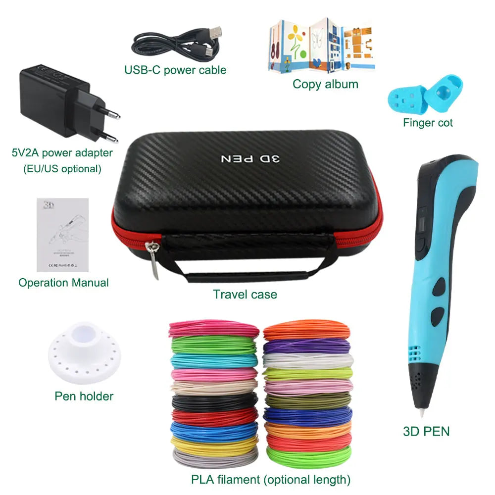 New Children's 3D Pen 3D Printing Pen with LCD Screen 200M PLA and