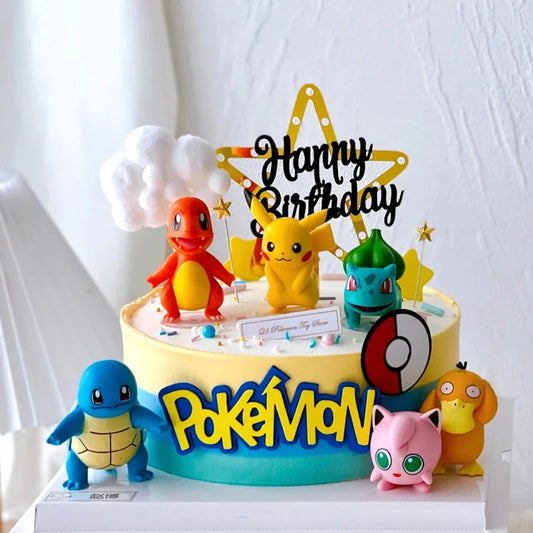 15Pcs/set Pokemon Cake Topper Pikachu Anime Figure Party Happy