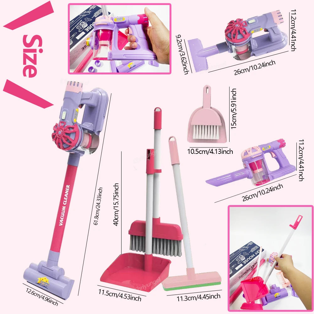 Kids Simulation Electric Vacuum Cleaner Cleaning Set for Toddlers Role