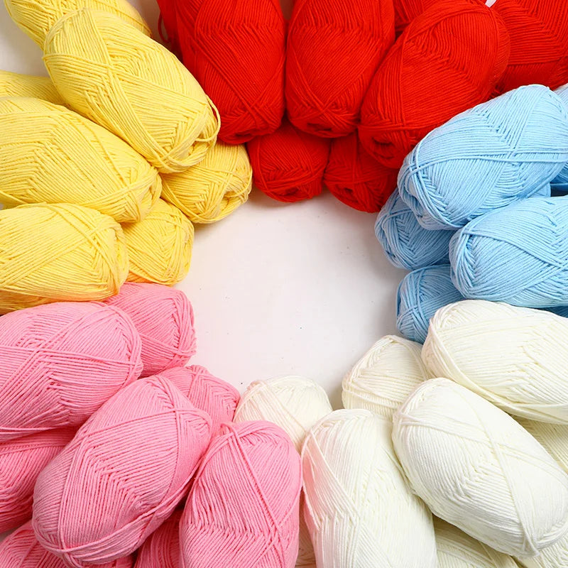 40-50g/Set 4ply Milk Cotton(80%) Knitting Yarn Needlework Dyed Lanas