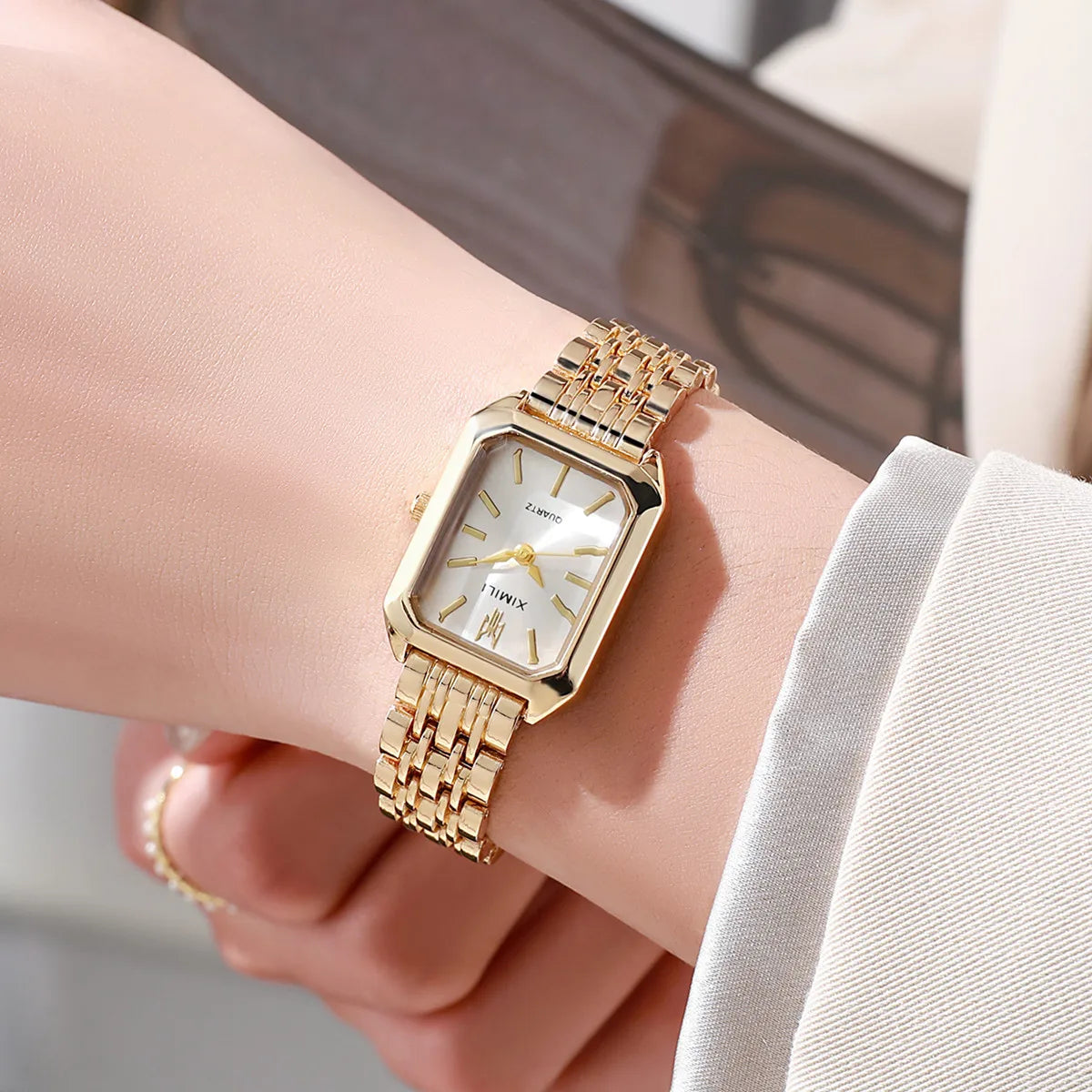 Fashion Rectangle Women Watches Ladies Stainless Steel Strap Quartz