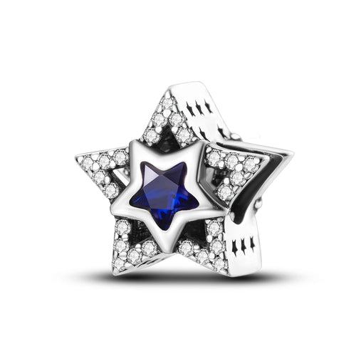 Silver Plated Mystery Star and Moon Charms Beads Fit Original Bangle