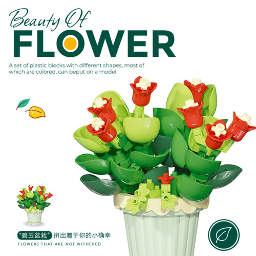 Potted Building Blocks Simulate Succulent Flower Bouquets, Creative