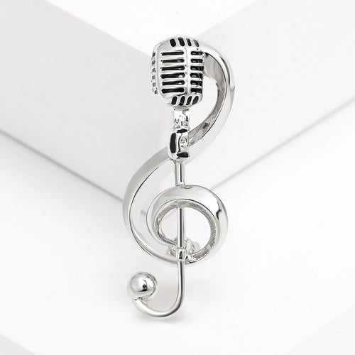 Trendy Smooth Notes Brooches for Women Unisex Music Microphones Pins
