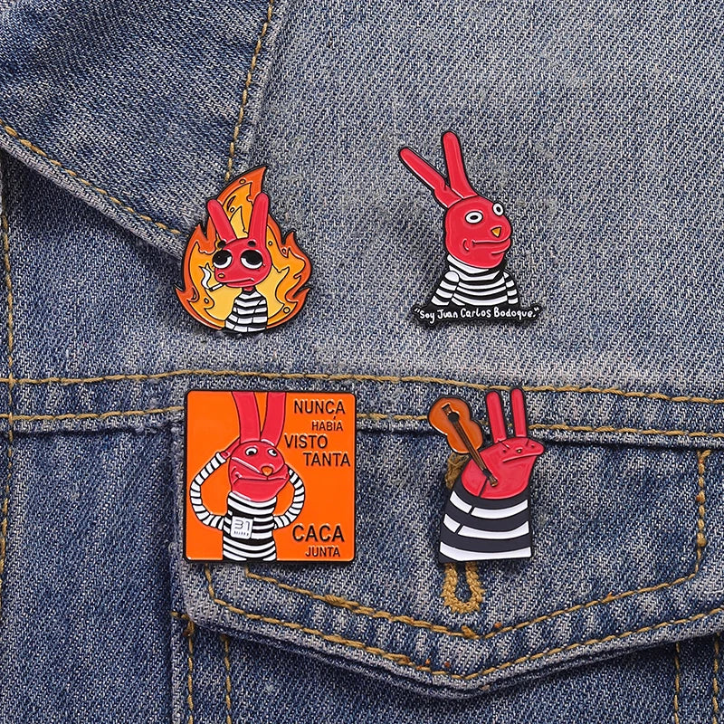Humor Comedy Movies Character Enamel Pins Brooch Cartoon Red Eared