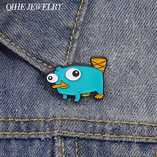 Perry The Platypus Brooch Enamel Pins Cartoon Anime Duck Role Metal