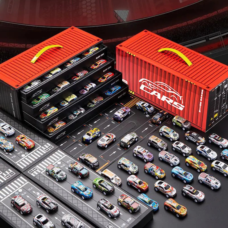 Gift box version: 48-piece alloy car set, children's toy car, tin car,