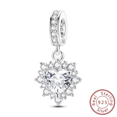 Original 925 Sterling Silver Heart Love Charms Beads Pendant Fit