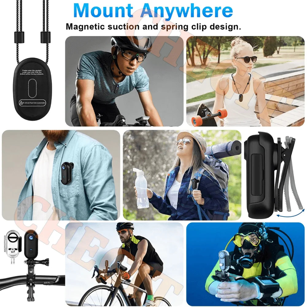 4K Pocket Magnetic POV Vlog Cam Portable Body Recorder Mini WiFi