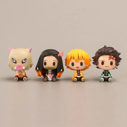 4PCS/Set Anime Demon Slayer Nezuko Tanjirou Zenitsu Inosuke Mini