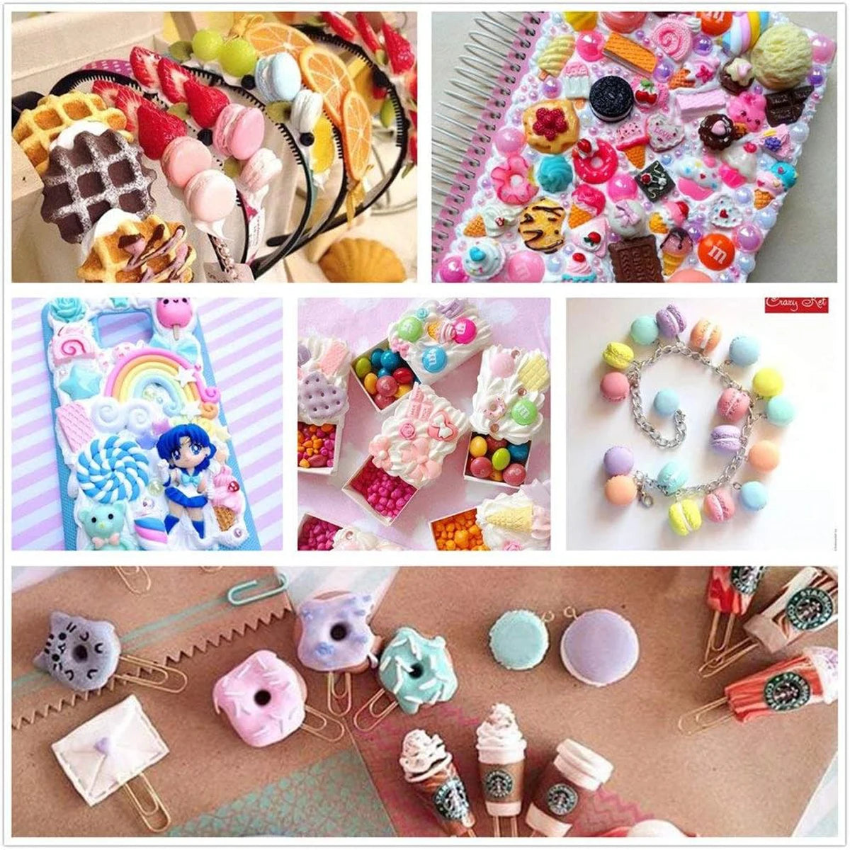 30pcs Random Candy Slime Charms Cute Set Mixed Resin Sweets Flatback