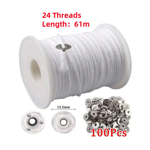 1 Roll Candle Cotton Wicks +100pcs Metal Candle Wick Sustainer Tabs