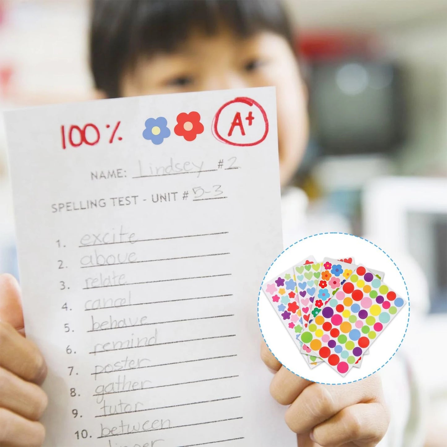 Colorful Star Flower Heart Dot Stickers Self Adhesive for Scrapbooking