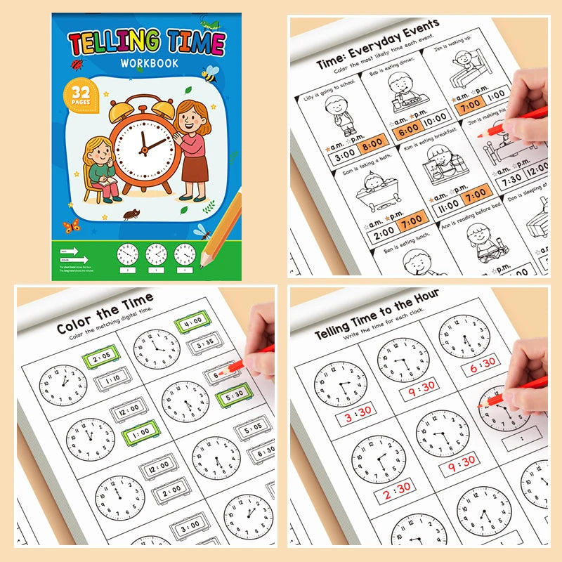 Children's Time Concept Practice Workbook, Suitable for Home School