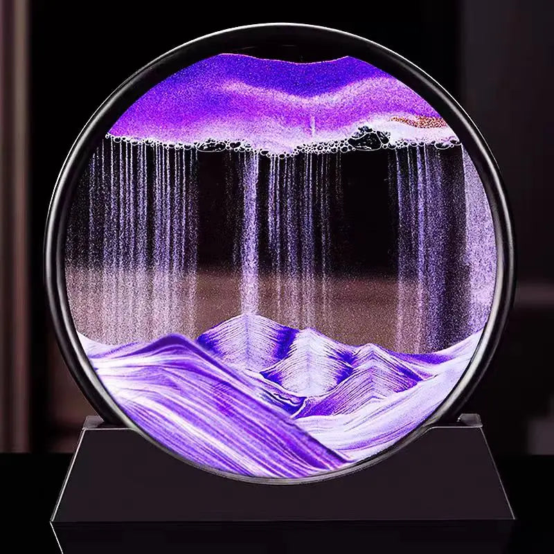 3D Moving Sand Art Picture Round Glass Deep Sea Sandscape Hourglass