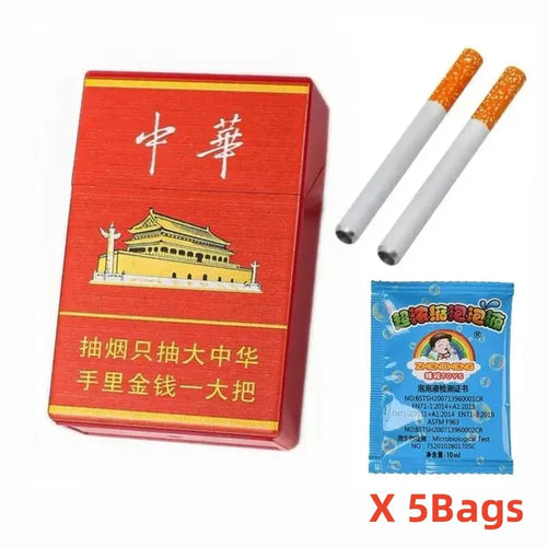 Funny Creative Cigarette Toy Case with Bubble Liquid Metal Smoking