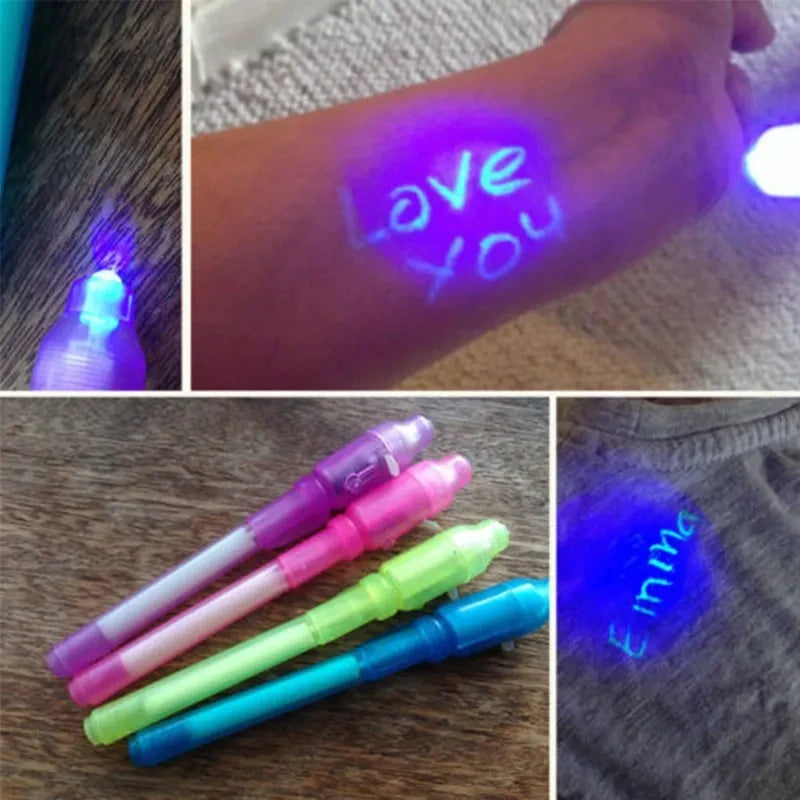 1/4Pcs Invisible Ink Pen Spy Pen with UV Light, Magic Marker for