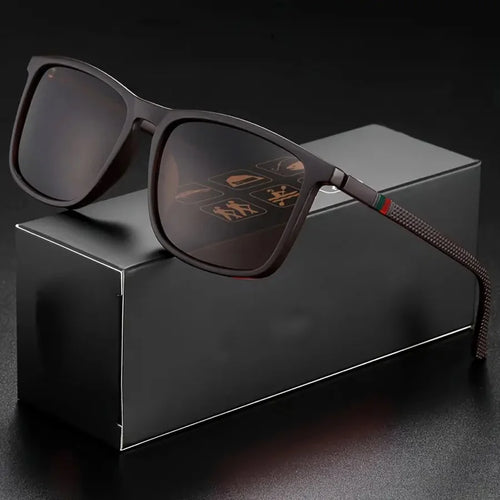 Classic Square Men's Sunglasses Comfortable Lightweight Black Frame