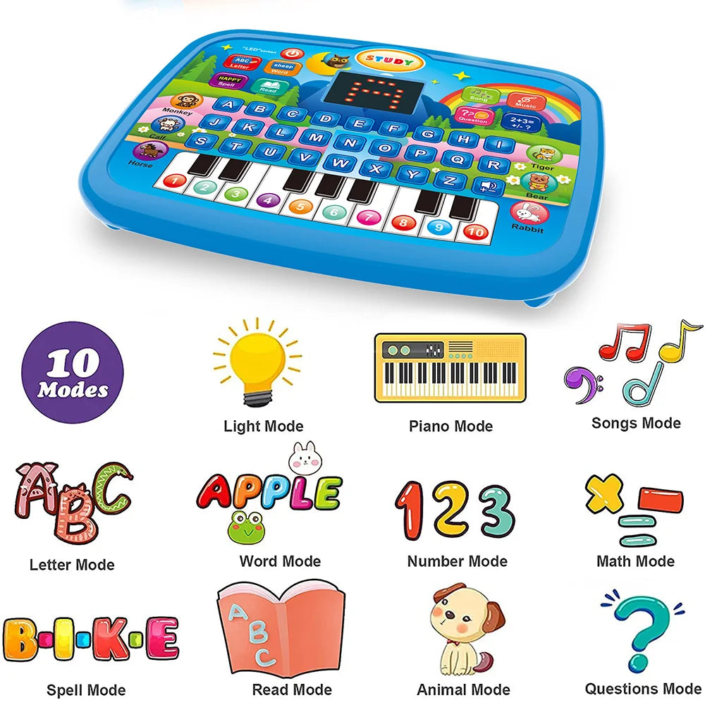 Kids’ Education Tablet Toy, Age 3+ Literacy Math Music Learning,