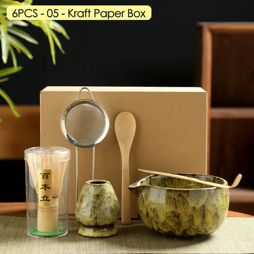 4/6/7PCS Japanese Matcha Blender Set with Bamboo Whisk Matcha Brush
