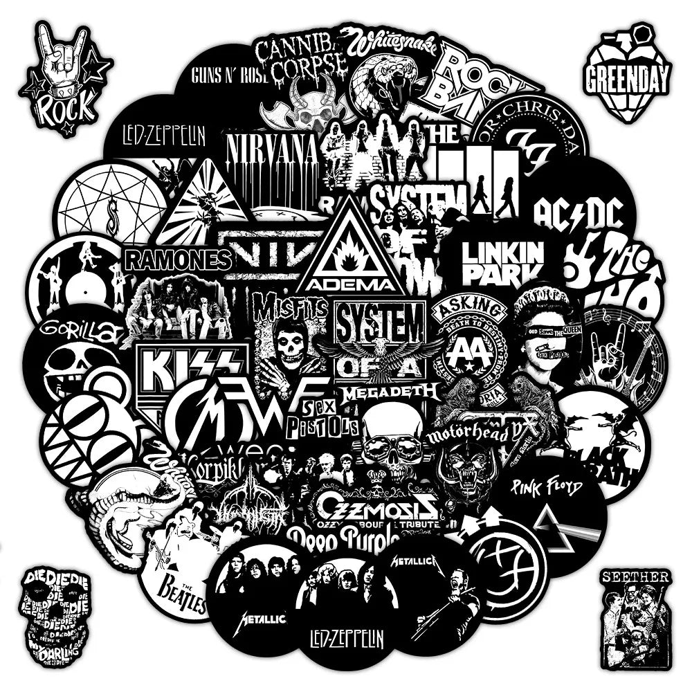 55 Pcs Rock Band Stickers - Cool Music-Themed Decals for Guitars,
