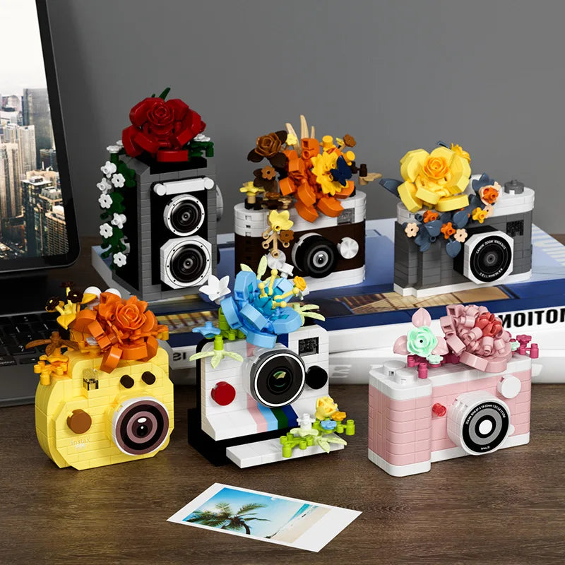 SLR Camera Mirror Flower Model Building Block Set - Creative Trendy