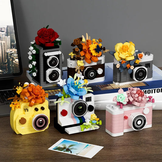 SLR Camera Mirror Flower Model Building Block Set - Creative Trendy