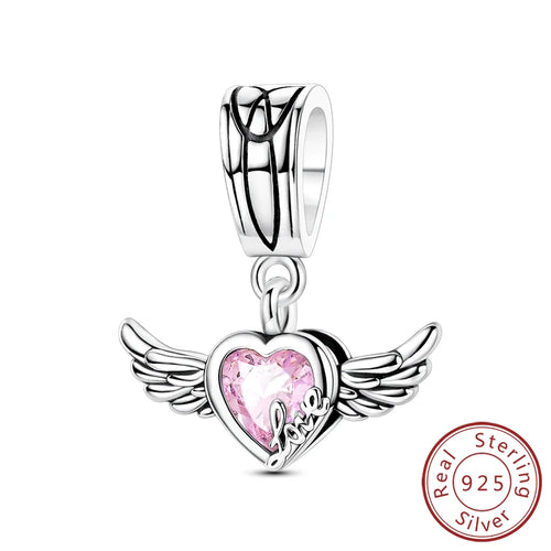 Original 925 Sterling Silver Heart Love Charms Beads Pendant Fit