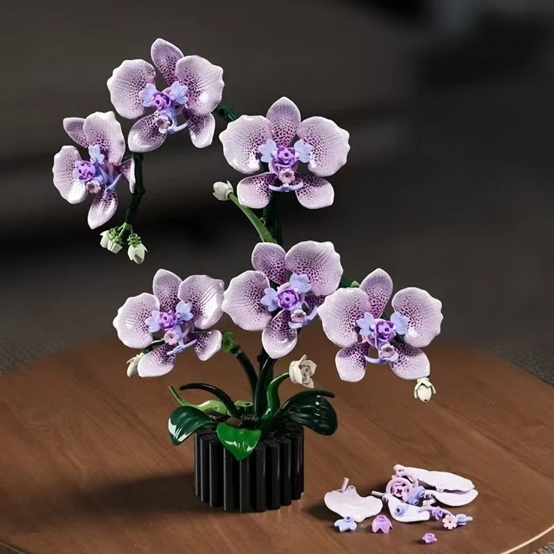 619PCS Phalaenopsis Building Blocks Flowers Orchid Potted Plants