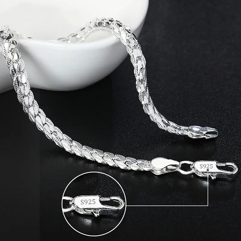Fine 925 Sterling Silver Noble Nice Chain Solid Bracelet for Women Men